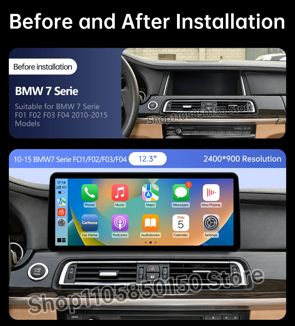 Android 16 Car Video Multimedia Player for BMW 7 Series F01 F02 2009 2018 CIC NBT Wireless CarPlay DSP Stereo Split Screen