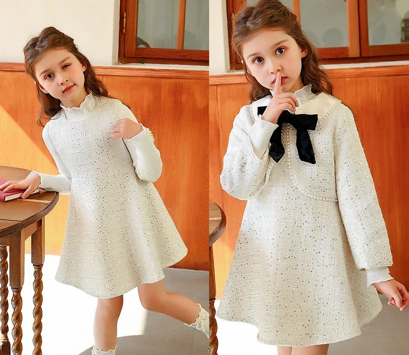 Girls Princess Suits Academy Style 2023 Autumn New Children Clothing Children Foreign Style Small Fragrance Dress Two-piece Set