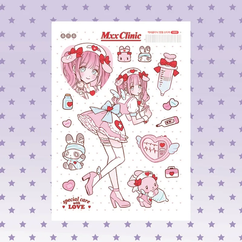 Korean Sweet Cool Girl Character Stickers Aesthetic INS Scrapbook Kuka Card DIY Decor