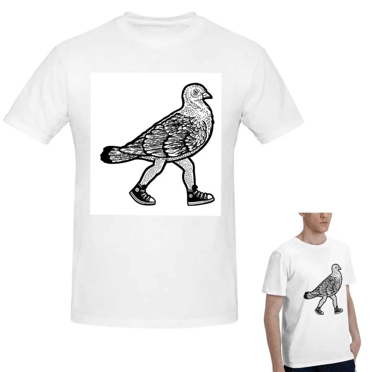 

100% хлопок Dove Pigeon Walk On Human Feet Стильная футболка в эскизе Мужская модная футболка Мужские летние рубашки с круглым вырезом Топы S-6XL