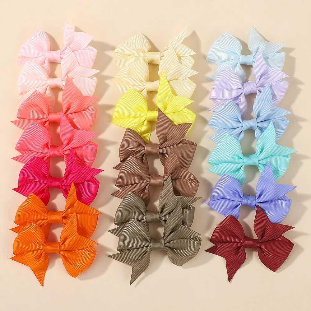 Zufällige Farbe, 20 Stück, Ripsband, Haarschleifen, Clips für Mädchen, niedliche Bonbonfarben, Haarnadeln, Haarspangen, Kopfbedeckung, Kinder-Haar-Accessoires