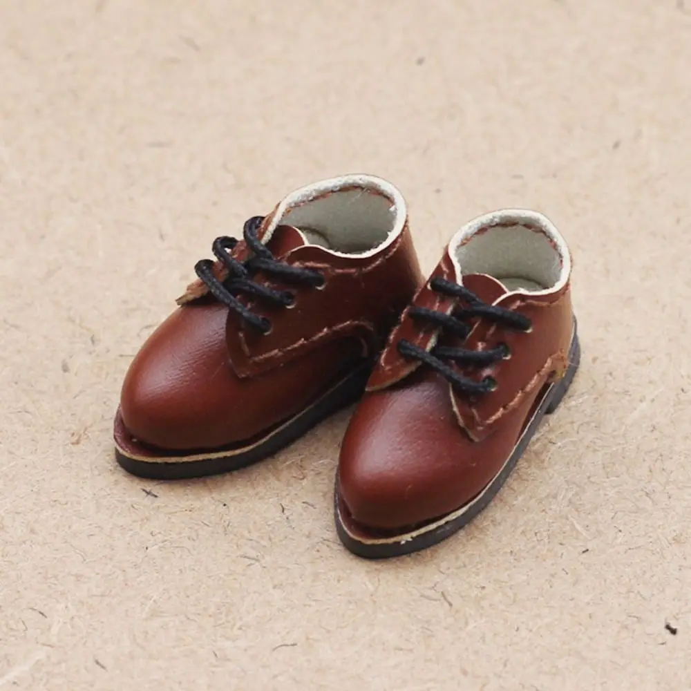 1쌍 PU 가죽 1/12 BJD 인형 신발 라운드 토 1쌍 인형 PU 가죽 신발 신발 인형 미니 BJD 인형 PU 신발 ob11 인형