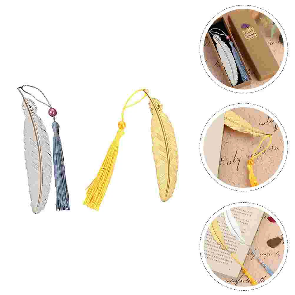 

2 PCS Bookmarks Tassel Decorative Fringed Page Folders Leaves 1140X230X020CM Reading Study Supplies Student