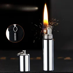 Mini Cute Lighter Key Chain with Kerosene Lighter Waterproof Pendant Open Flame Lighter Smoking Accessories