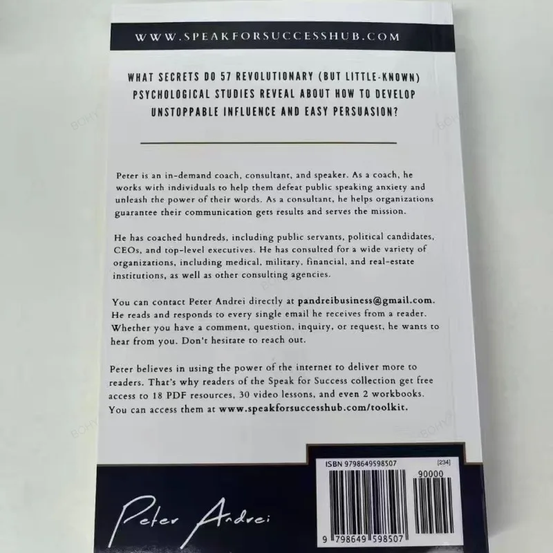 La eficacia de las personas para hablar por Peter Andrei, cómo los artistas altos usan la psicología para influir con facilidad, libro Paperback