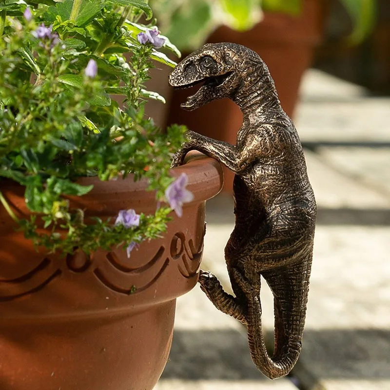 Ermakova Resin Dinosaur Sculpture Planter Decoration Hanging Ornament Garden Courtyard Art Pot Decor Ideal for Gift