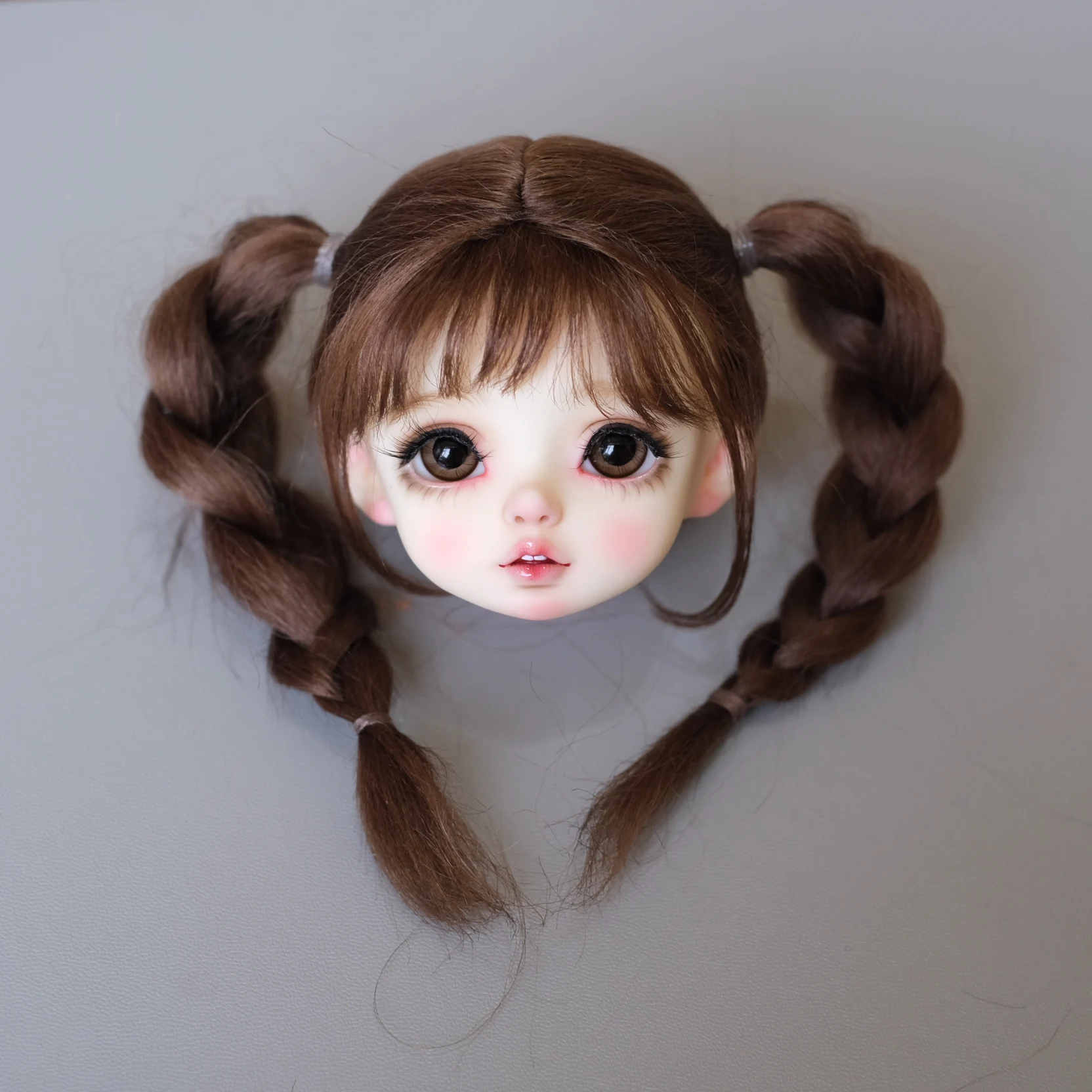 

JD495 6-7inch 1/6 Double Curly Braids Pony Mohair YOSD Doll Wigs BJD Toy Doll Hair
