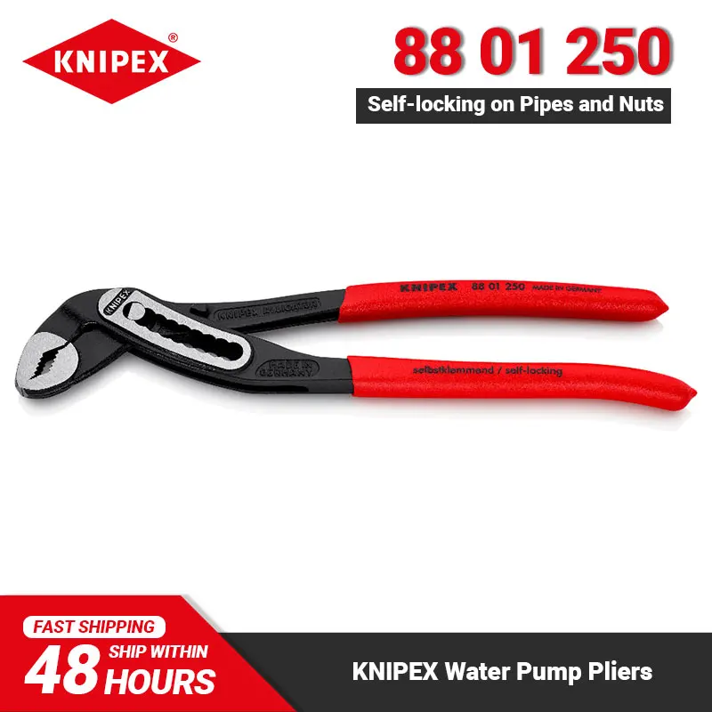 KNIPEX 88 01 250 Alligator Water Pump Plier with 9 Notch Adjustment Positioning 10 Inches High Wear Resistance Plier with 61 HRC