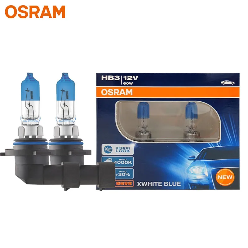 OSRAM Genuine XWHITE BLUE HB3 9005 Halogen Headlight 12V 60W 4000K Warm White +30% Bright Xenon Look Original Auto Lamps ,1 Pair