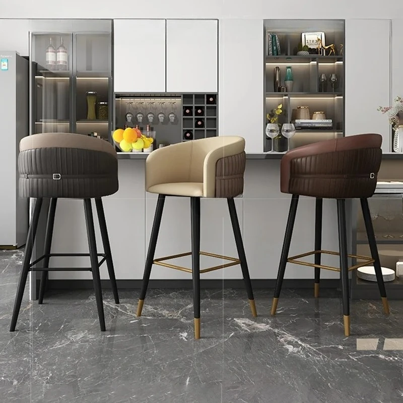 Italian Style Back Bar Stools Luxury Commercial Sustainable Kitchen Bar Stools High Chair Modern Sillas Barra High End Furniture