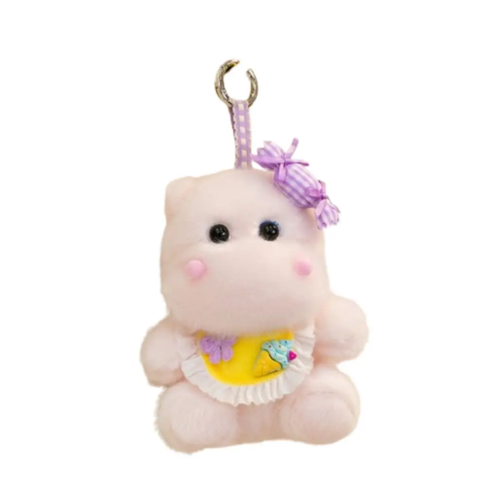 

PP Cotton Hippos Keychain Lifelike Kawaii Hippos Ornaments 15cm Stuffed Animal Purple Hippos Keyrings Accessories