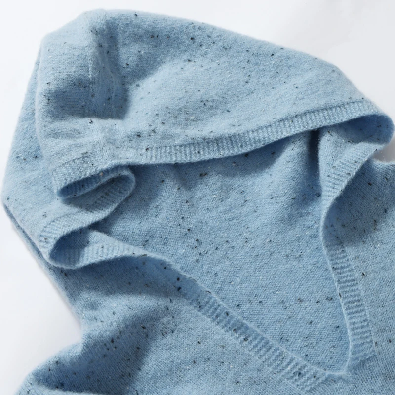 

Женская толстовка с капюшоном из 100% мериносовой шерсти, цветной свитер, новинка 2025, модный пуловер с длинными рукавами, осенняя повседневная вязаная женская одежда