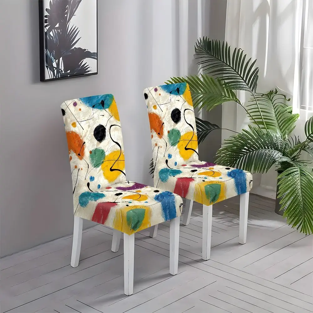

Colorful Abstract Pattern Chair Covers Washable Removable Dining Chair Protectors