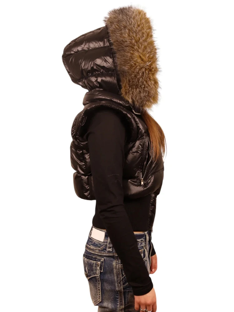 Inverno New Street Trendy Design Colletto in lana staccabile Abito in cotone Corto da donna, Vita nascosta, Piccoli panni ispessiti