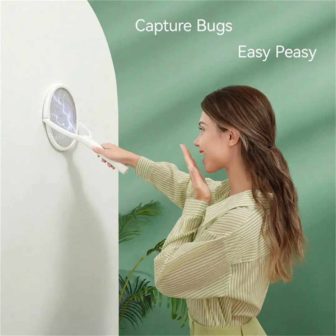 Six-In-One Mosquito Swatter, Handheld Mosquito Repellent Light Racket With LED Lights, Electric Fly Racket Racket Indoor Swivel Head, Powerful Mosquito Trap Lights And Repellents With 3 Layer Safety Net For Home, Bedroom, Kitchen, Patio