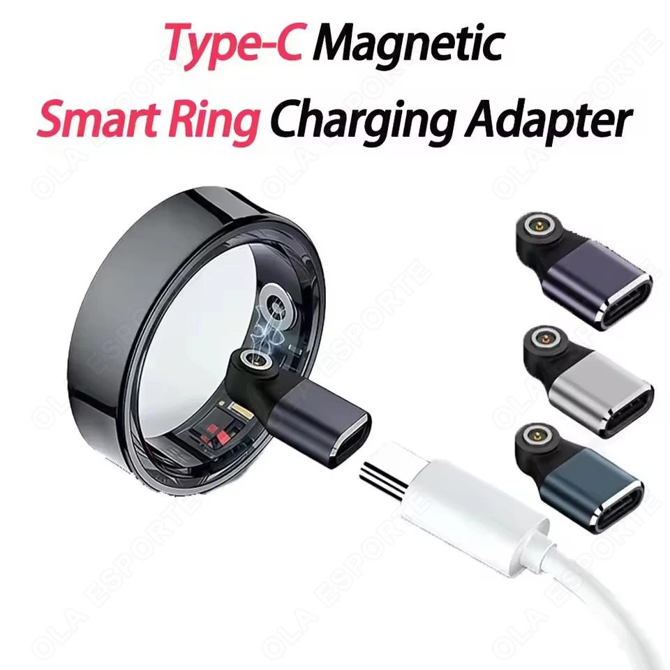 Magnetic Type-C Smart Ring Charging Adapter for Smart Rings-Magnetic Contact Point Charging,Flat Round Connector HT30