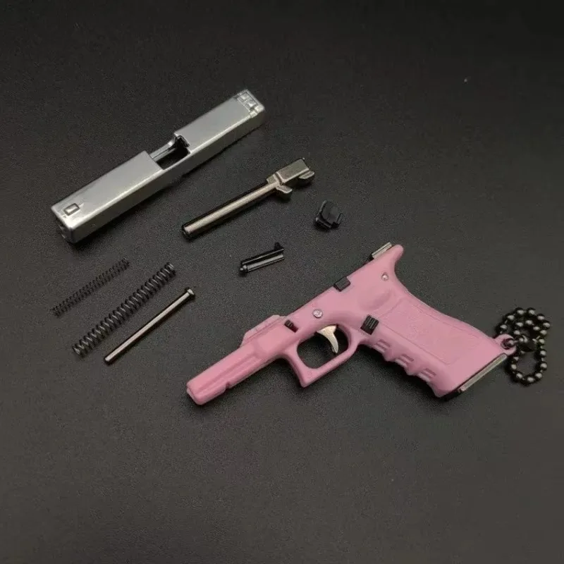 Mini G17 Metal Toy Gun Model Alloy Keychain Detachable Army Fans Collection Birthday Christmas Xmas Gifts For Boys Adult