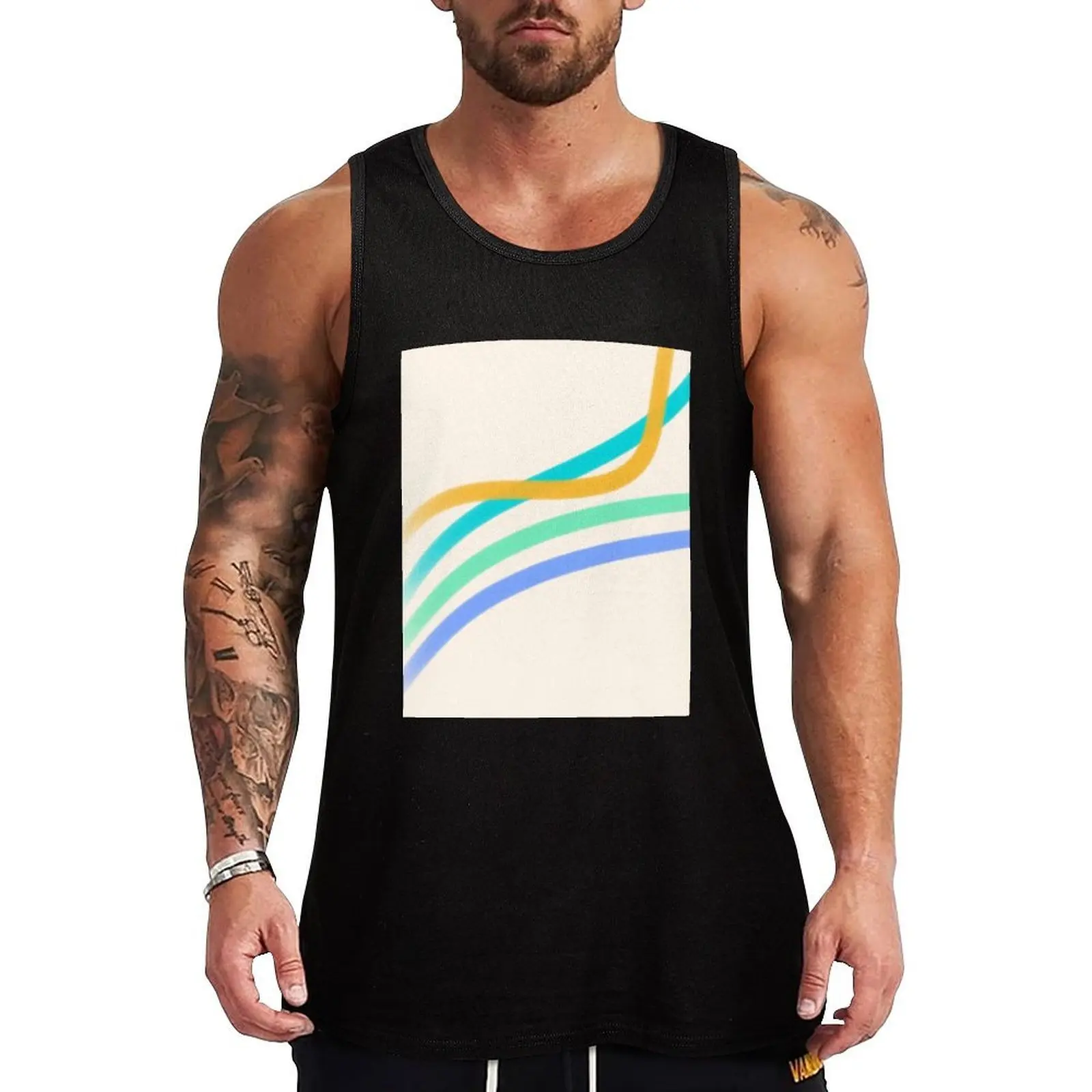 

Colorful Lines Tank Top Men's clothes anime top sleeveless tshirts for men Sleeveless top