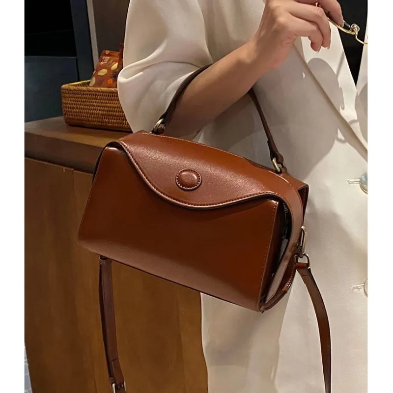 UKF Luxury Boston Women Bags Crossbody Shoulder Bags For Women Soft Leather Handbag Spring Summer New Daily Purses Casual Tote