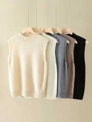 Women 100% Cashmere Sleeveless Pullover Mock-neck Vest Sweater Soft Comfy Cashmere Knitwear Summer Autumn Fashion Waistcoat