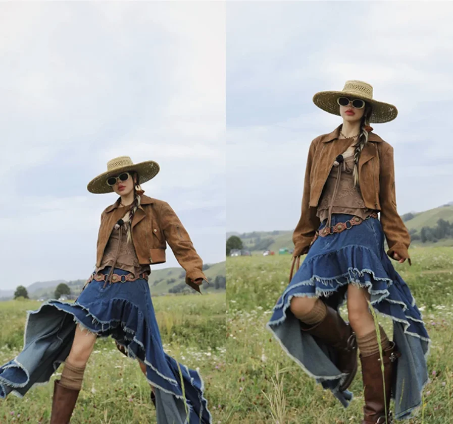 TIYIHAILEY-Women's Vintage Vest, Sleeveless Tops, Chinese Style,Suede Ladies Summer Spring Tassels Cardigan Brown One Button