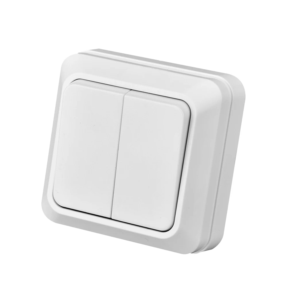 Interrupteur à bascule de Surface murale blanche, bouton ignifuge, interrupteur de lumière, 2 gangs, 1 voie, pulvérisation Standard ue, marche/arrêt en plastique, voie classique