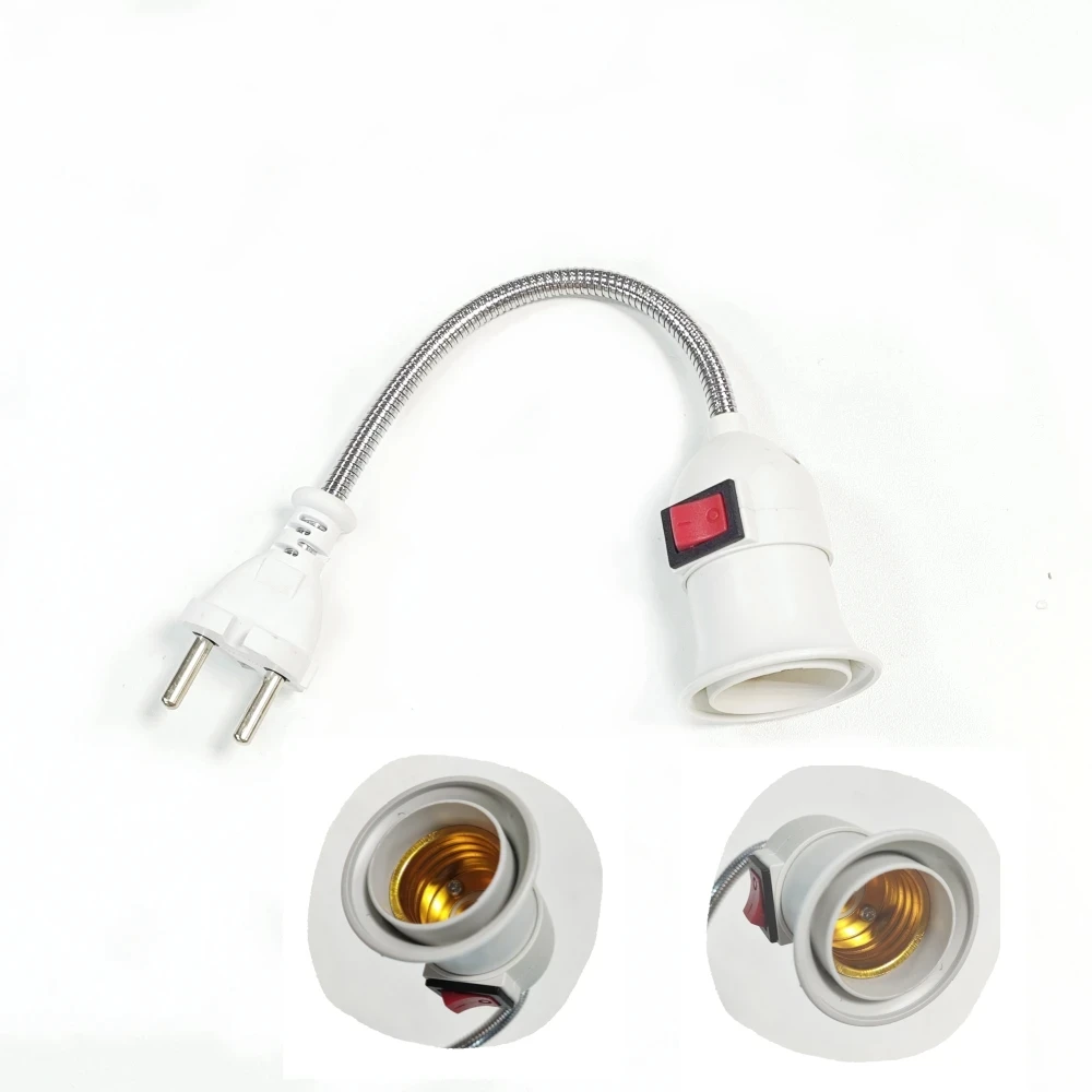 スイッチソケット付き回転ランプホルダー、直接挿入、プラグランプホルダー、LEDデスクランプ、LEDベースランプホルダー、e27