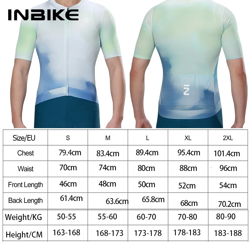 INBIKE Summer MTB Cycling Jersey Man Full Zipper Breathable Men\'s Cycling Clothing Bicycle Bike Jersey Top Shirts with 3 pockets