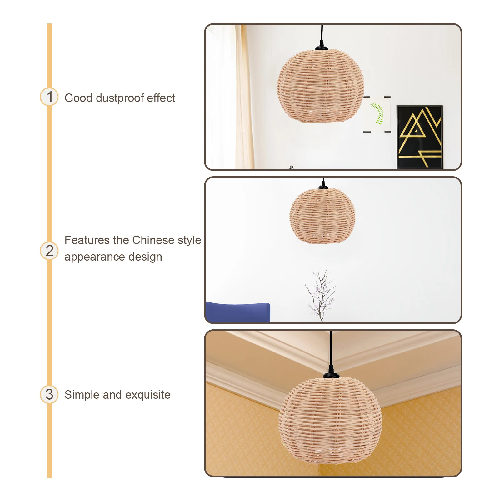 

Retro Decor Rattan Lampshade Hand Woven Cage Branches Delicate Accessory Base Decorative Ivory Bamboo Cylinder