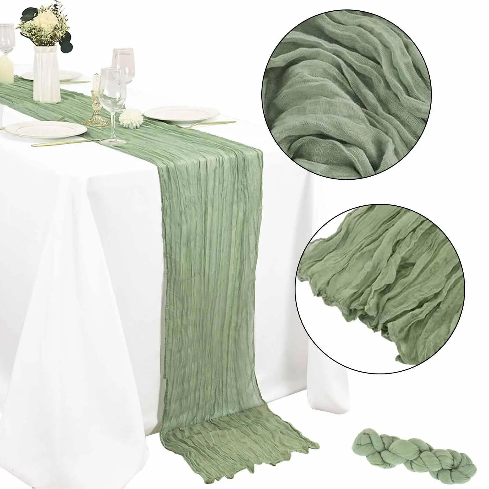 Gauze Cheese Towel Table Runner Boho Decor Lightweight Tablecloth for Baby Shower Kitchen Rustic Home