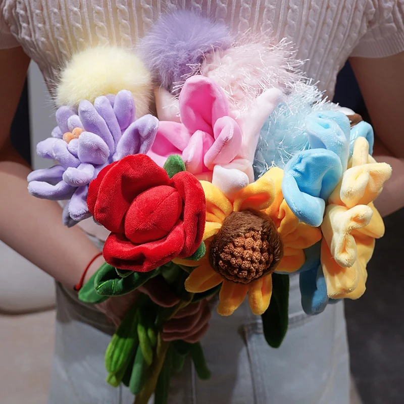 

1PC Bendable Stem Plush Rose Sunflower Lily Toy Soft Stuffed Floral Ornament DIY Bouquet Accessory Valentine Present