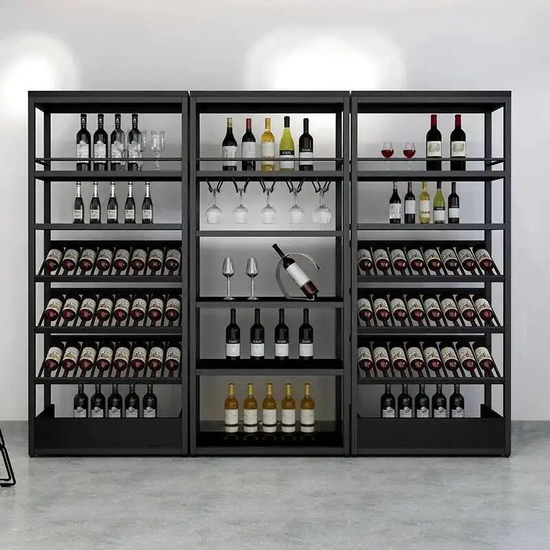 Display Corner Club Wine Cabinet Shelf Kitchen Storage Commercial Buffet Wine Rack Metal Restaurant Barra De Vino Bar Showcase