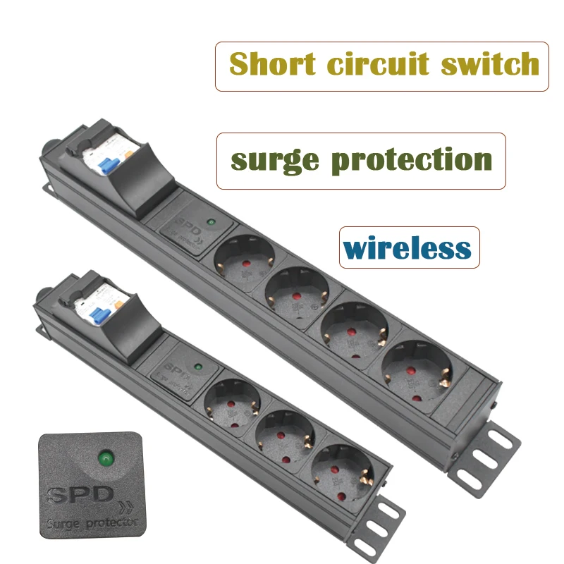 Wall and floor EU socket PDU power strip Network cabinet rack 16A/32A Short circuit switch with Surge protection wireless