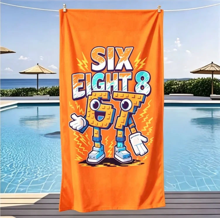 Graffiti Style SIX SEVEN Beach Towel, Large Microfiber Sand Free Quick Dry Towel for Summer Vacation