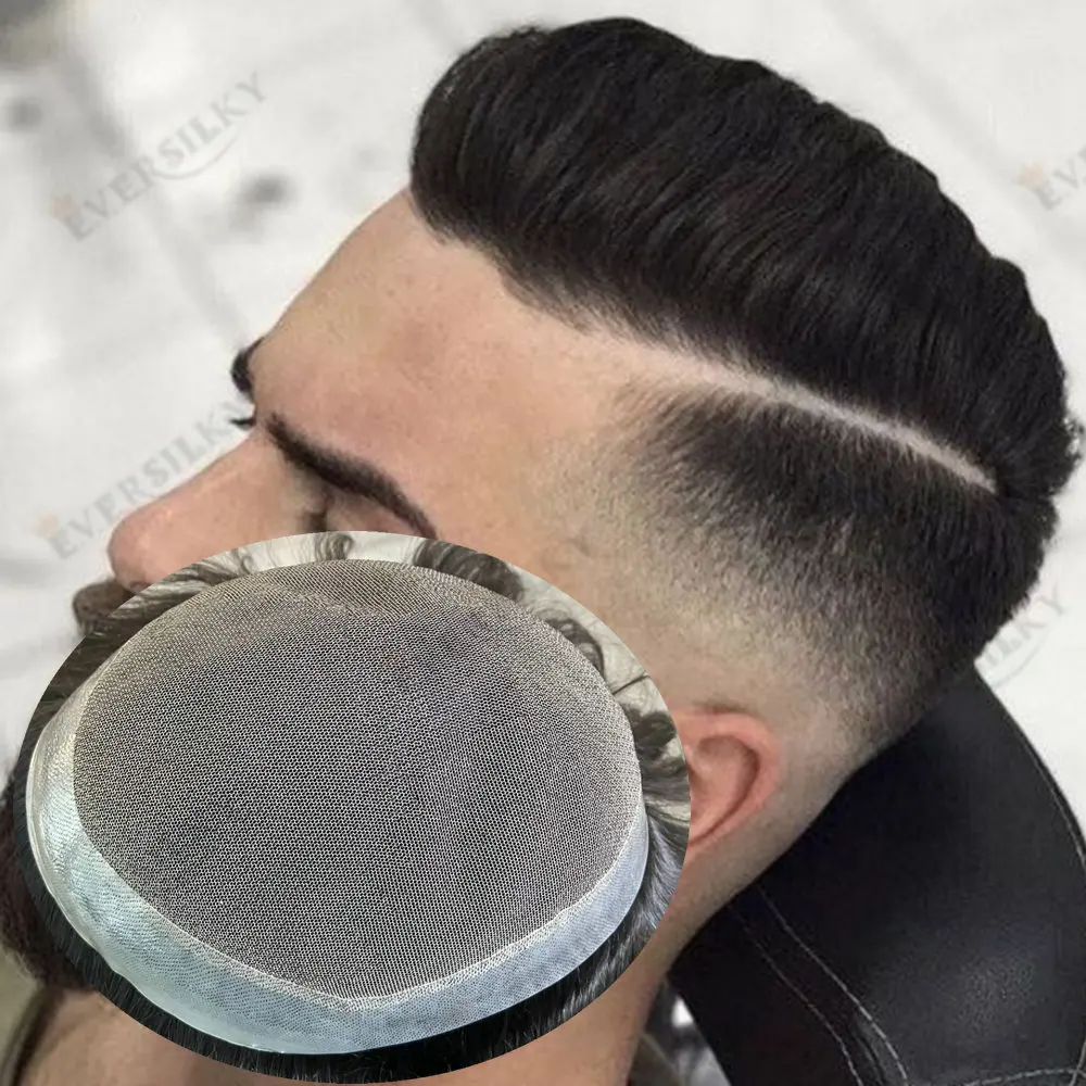 

Men's Hairpiece Durable Australia Invisible Lace&Skin PU Base Toupee Men 100% Human Hair Capillary Prosthesis Replacement System