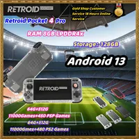 Retroid Pocket 4 Pro Official Store Handheld 4.7 Inch Video Game 8G+128GB RP4 Android 13 WiFi 6.0 Bluetooth 5.2 Console PSP PS2