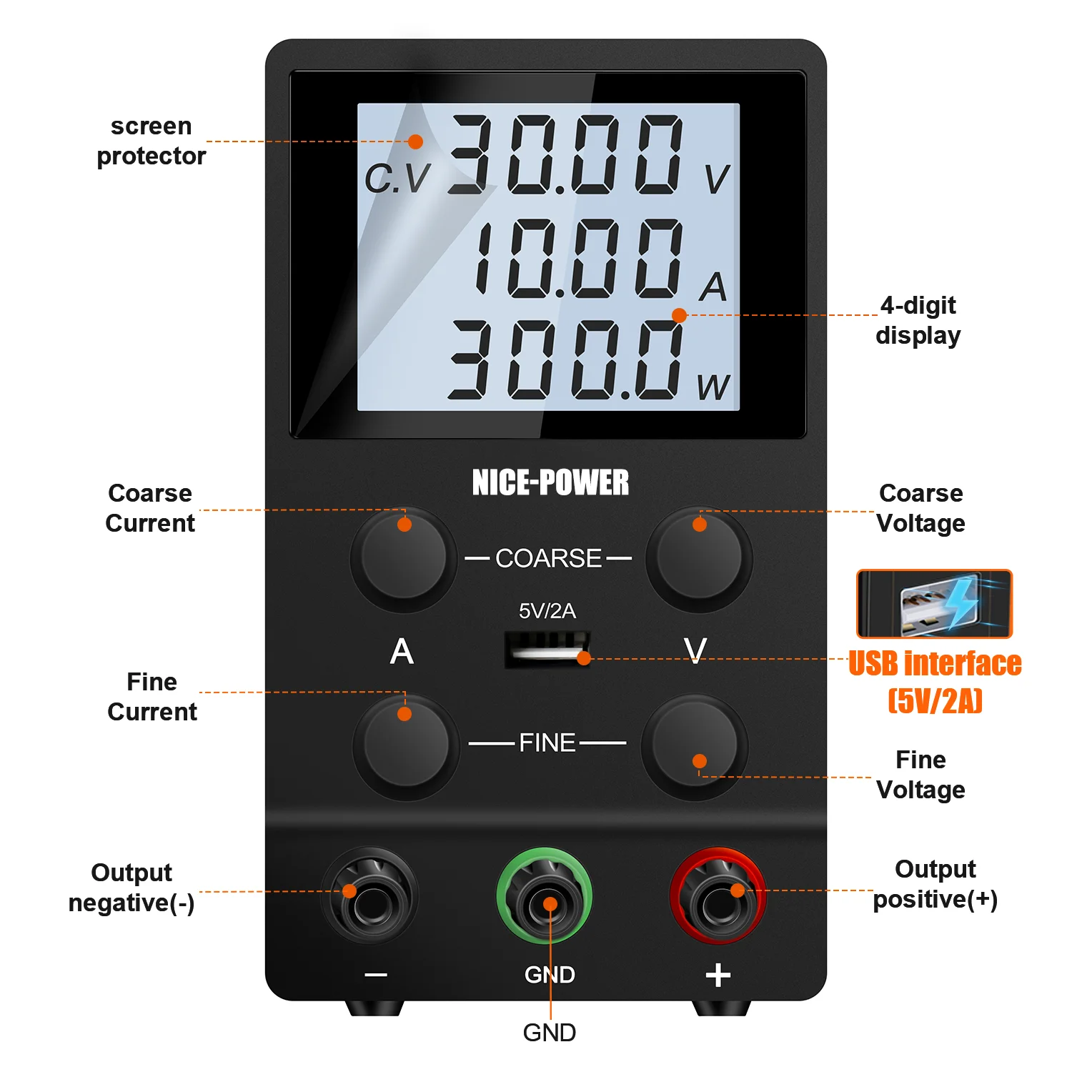 NICE-POWER DC Power Supply Variable, Adjustable Switching Regulated High Precision Bench Lab Power Supplies, Auto CC/CV Switch