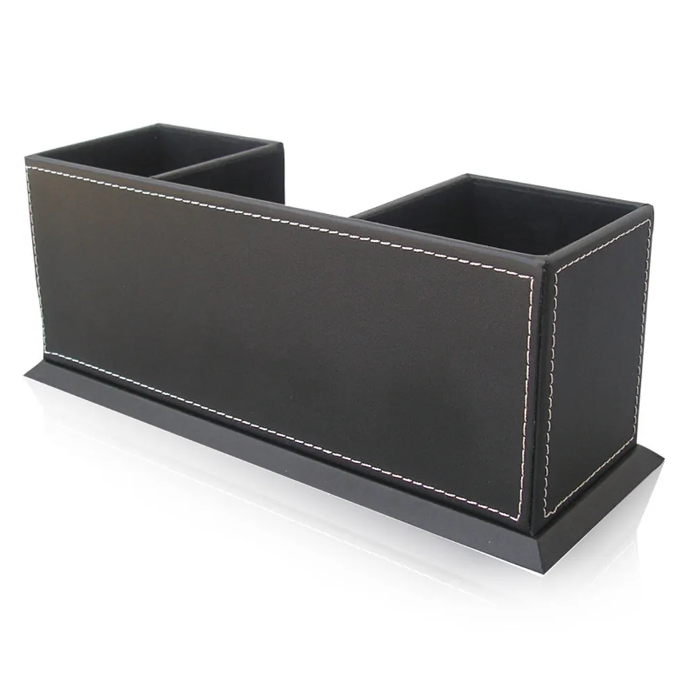 Double Pen Holder 4 Sections Desktop Organizer Business Office Supplies Phone Pencil Holder Black Pen Holders