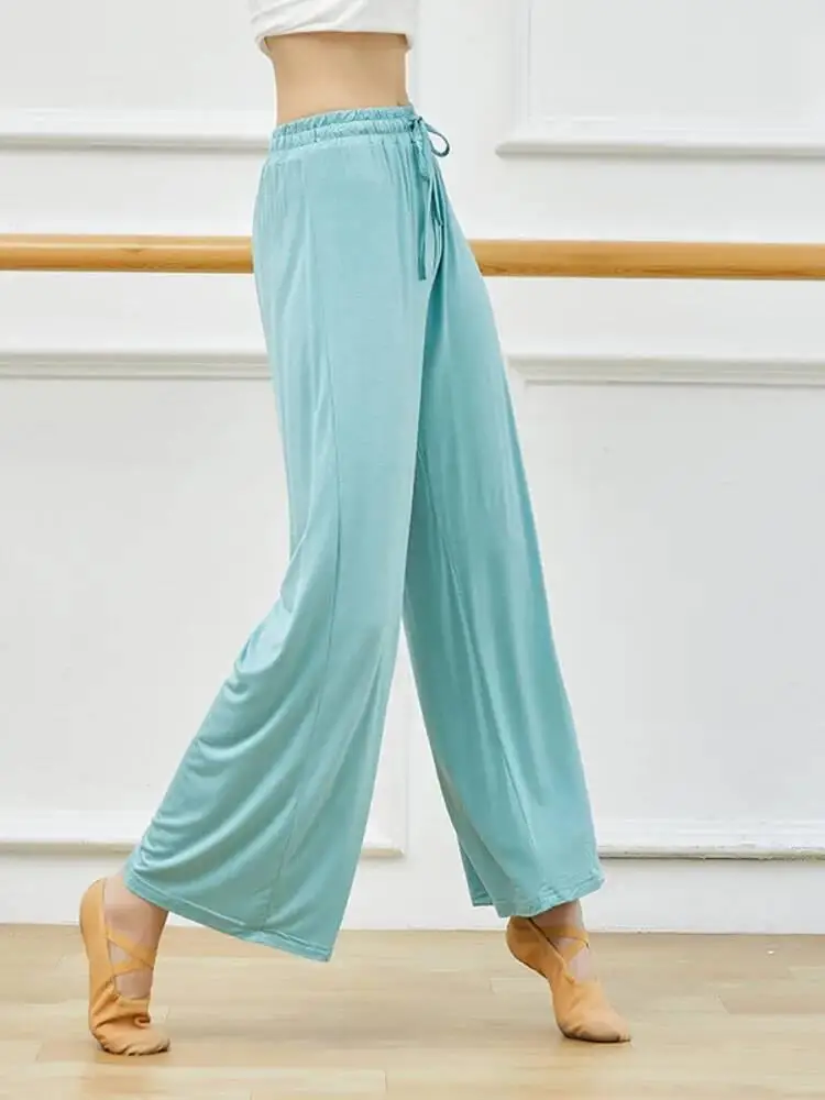 

Elegant High Rise Wide Leg Pants for Women Modern Dance Performance Loose Fit Solid Color Bottoms for Rehearsal Lyrical Costume