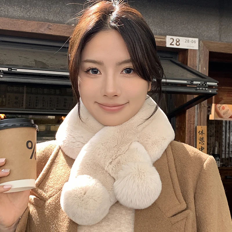 品質の天然レックスウサギの毛皮のネッカチーフ冬ショール女性暖かいダブル毛皮のスカーフビッグサイズショール高級女性スカーフ