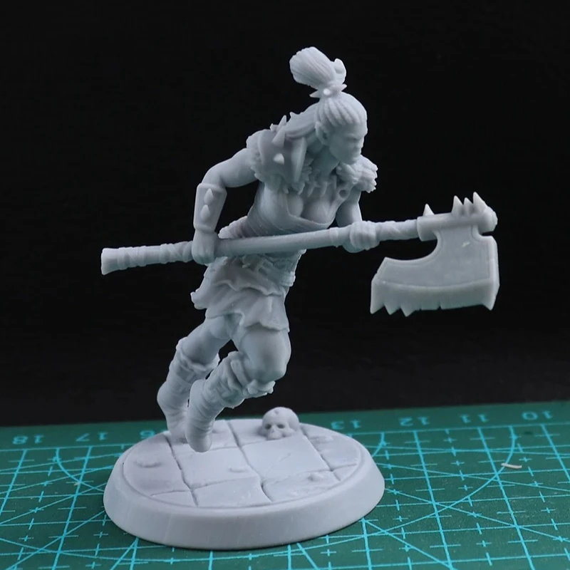 1/24 75mm 1/18 100mm Resin Model Kits Miniature Orc Female Warrior Figure Unpainted Figurine  Sculpture 009