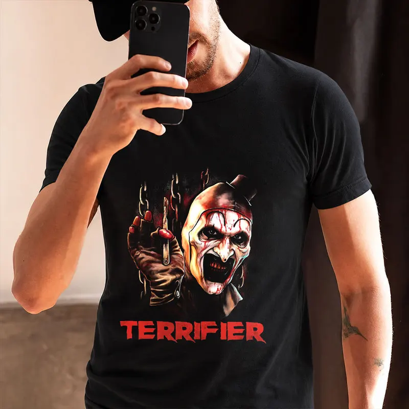 Retro Horror Movie Terrifier Art The Clown Killer Scary Halloween Gift T Shirt 0912 Short Sleeve Graphic clothes All size tops