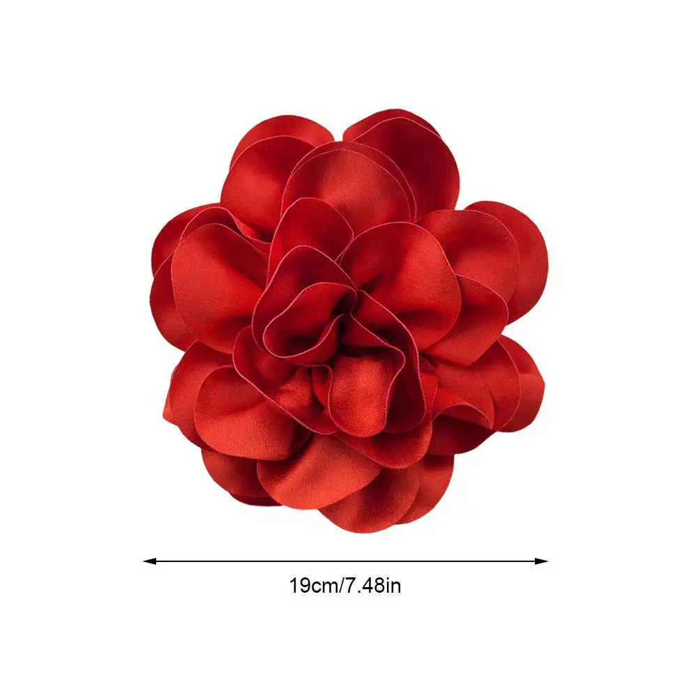 French Satin 19cm Large Flower Brooch Clip For Dress Shirt Jacket T-shirt Clothing Accessories Handmade Flower Versatile Brooch