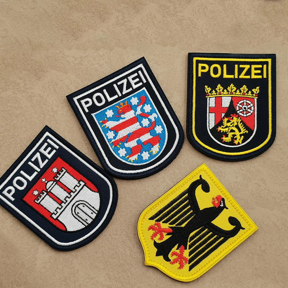 Tactical Embroidery POLIZEI Embroidery Animal Eagle Shield Patch Sew-on Bag Hat Germany Eagle Tactical Military Patch Army Fans