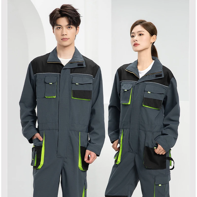 Men\'S Workshop Work Suit Multi pocket Coveralls Print logo Electrician Welder Maintenance Construction Worker Painter Jacket