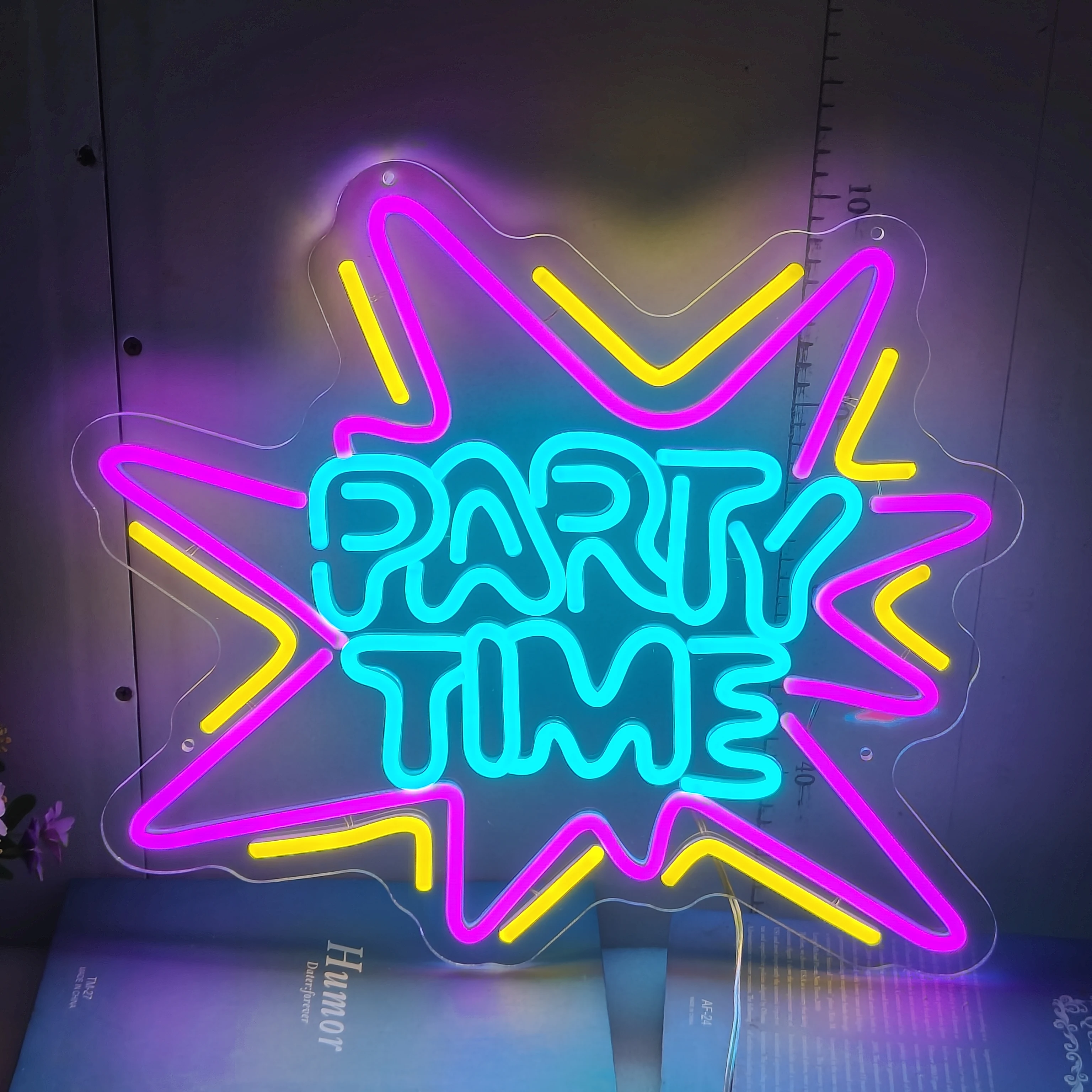 LED Neon Sign Party Time Lighting for Birthdays Weddings Bar Club Festivals - Indoor Wall Decor Neon Light
