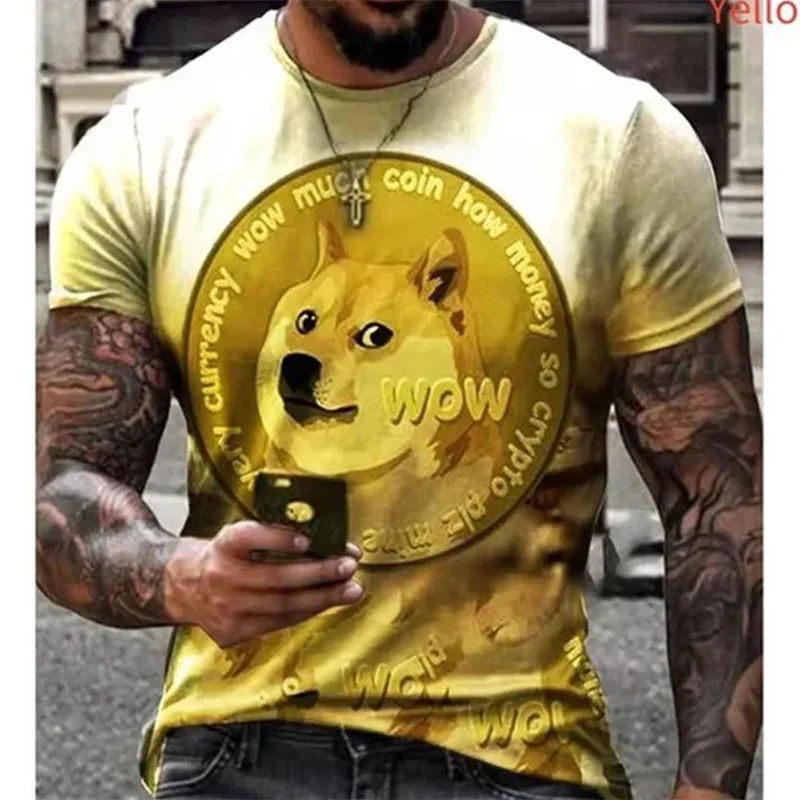 

Astronaut Doge Dogecoin Graphic T Shirt For Men Clothing Fashion Meme Cheems Fan T-shirt Casual 3D Shiba Inu Printing Tee Shirts