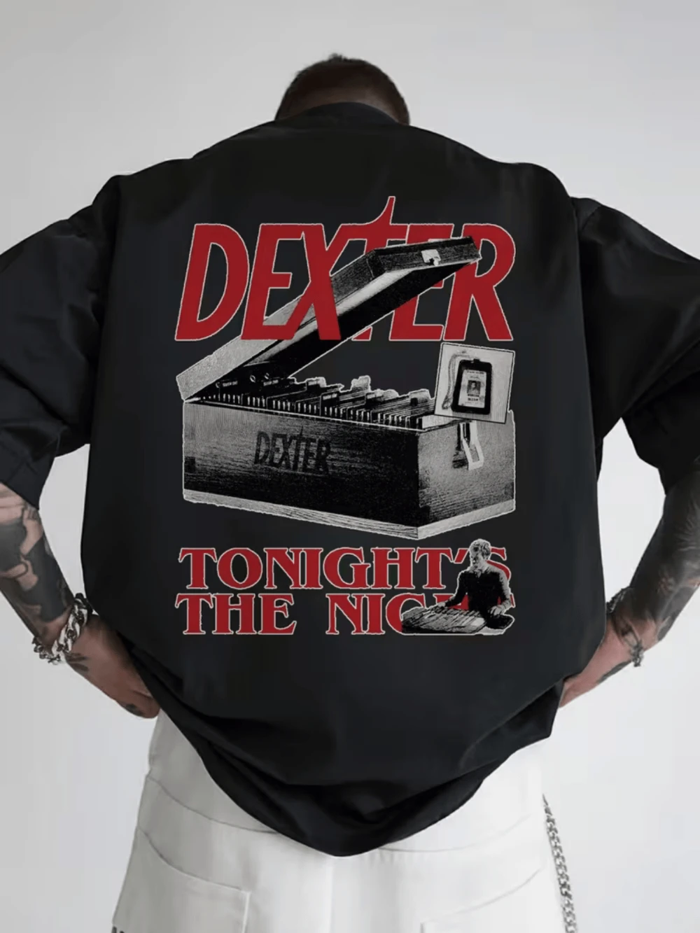 Men'S Dexter Graphic Tee Retro Hip-Hop Style Soft and Breathable Vivid Print Design Crew Neck Short Sleeve Summer Shirt