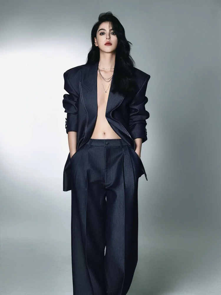 

Cool Stylish 2026 New Denim Suit for Photography Portrait Image Shooting High-End Feeling Women's Fashion Clothing