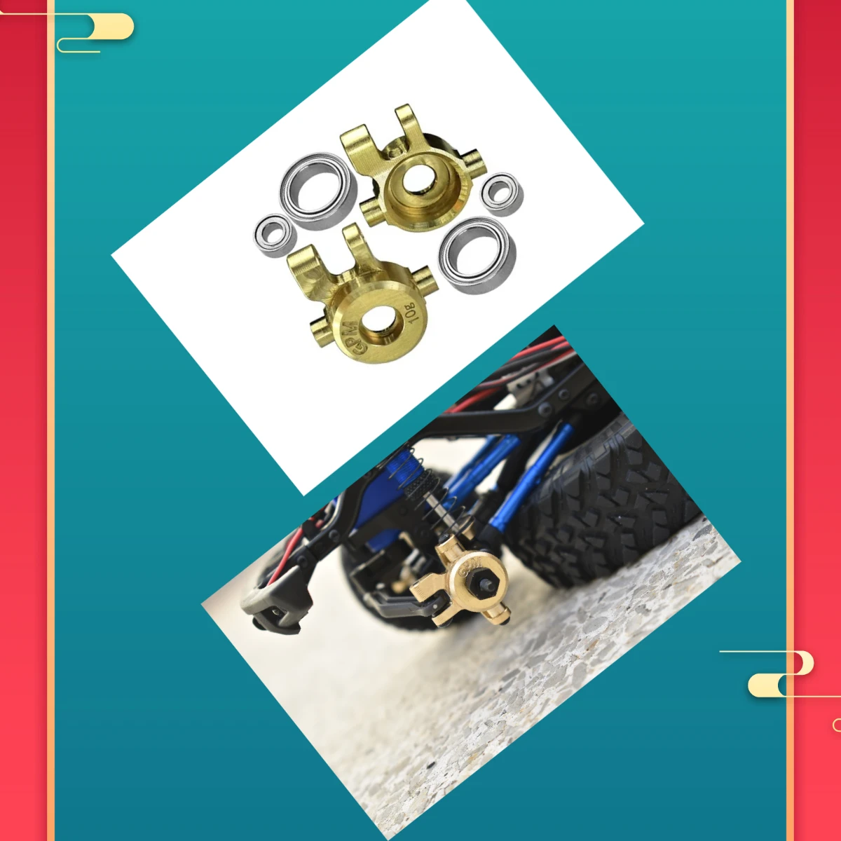 

Комплект латунных передних рулевых блоков GPM TRAXXAS 1/18 TRX4M Ford Bronco Land Rover K10 97064-1